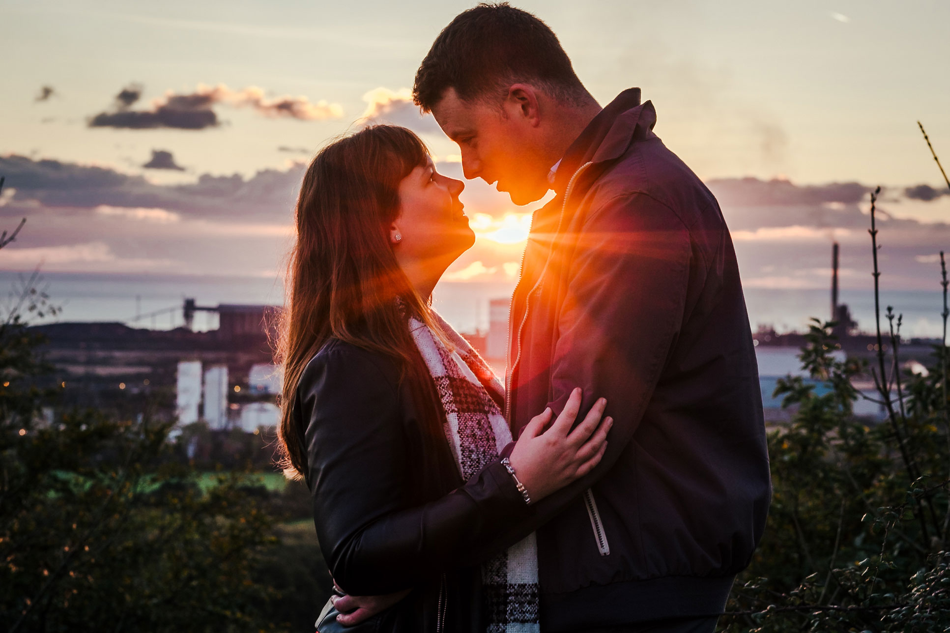 sunset in south wales with our engaged couple