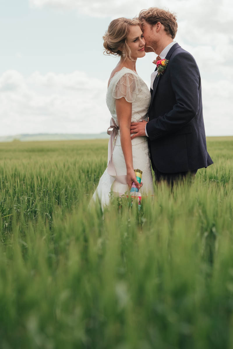 a bride and groom at wick farm wedding venue Gloucestershire