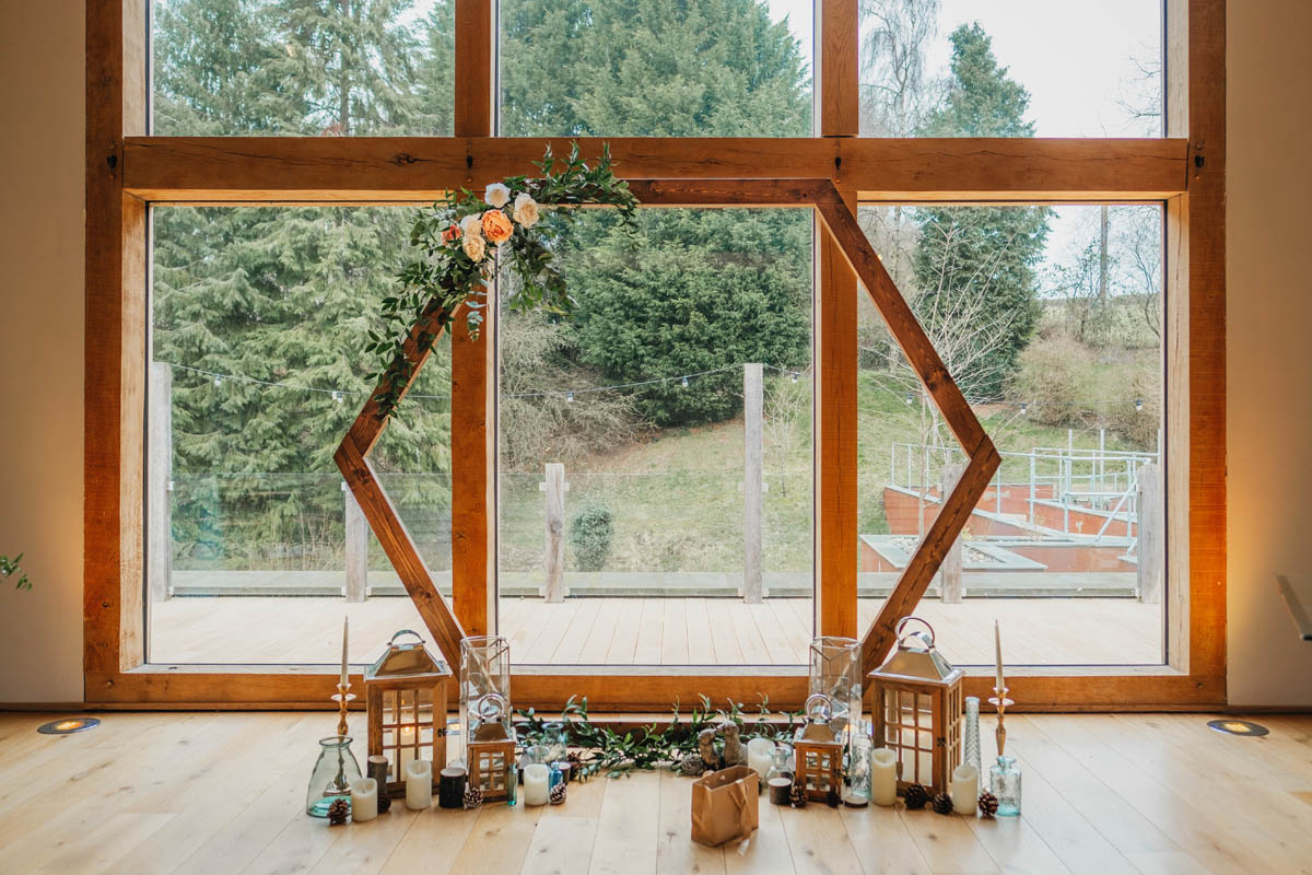 rustic wedding decorations at the mill barns