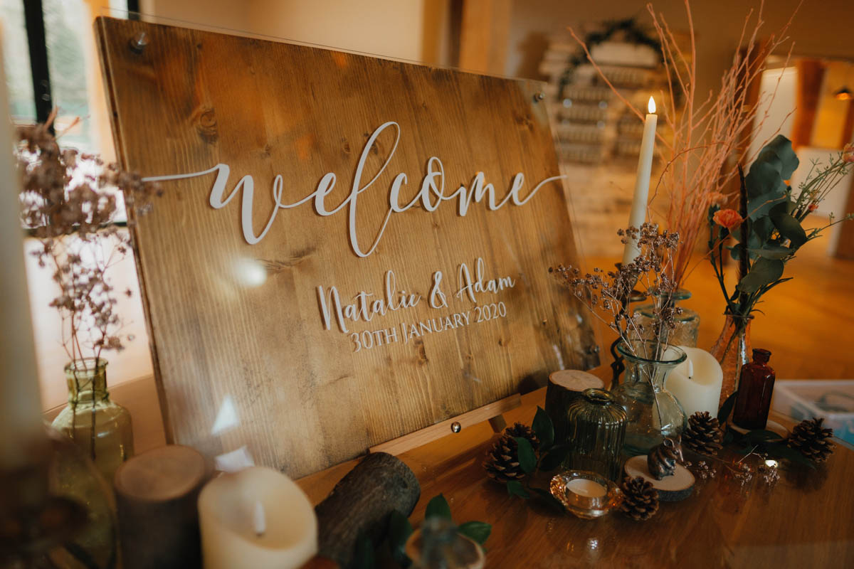 a wedding welcome sign