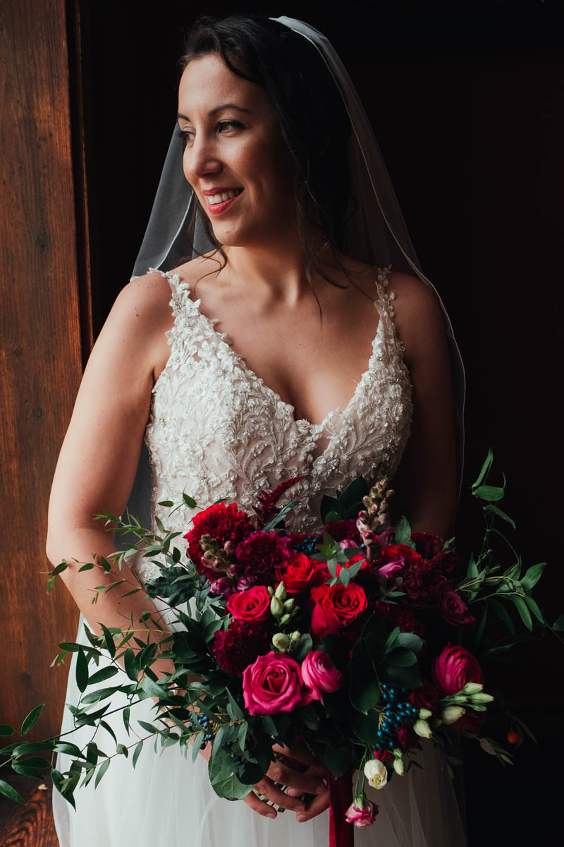 a beautiful bride in the window light