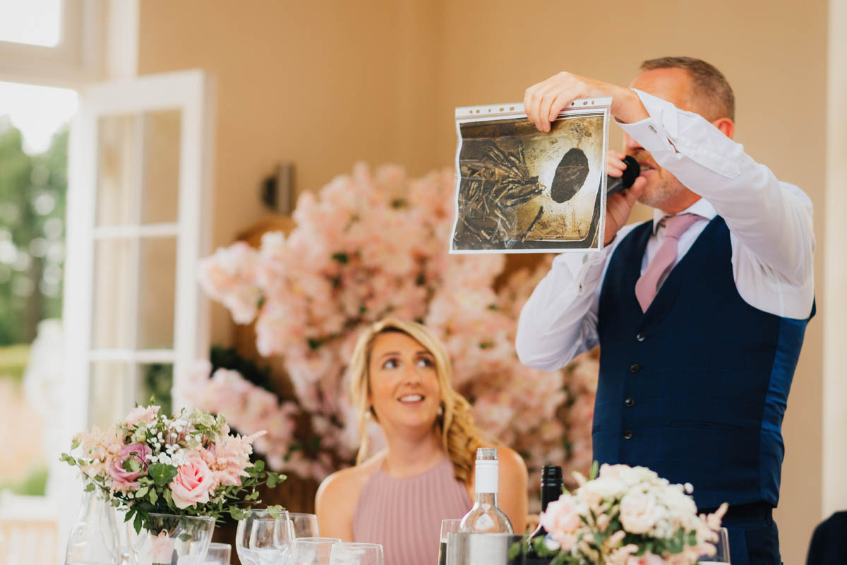 the bride's family show a picture of her bad cooking to the wedding guests