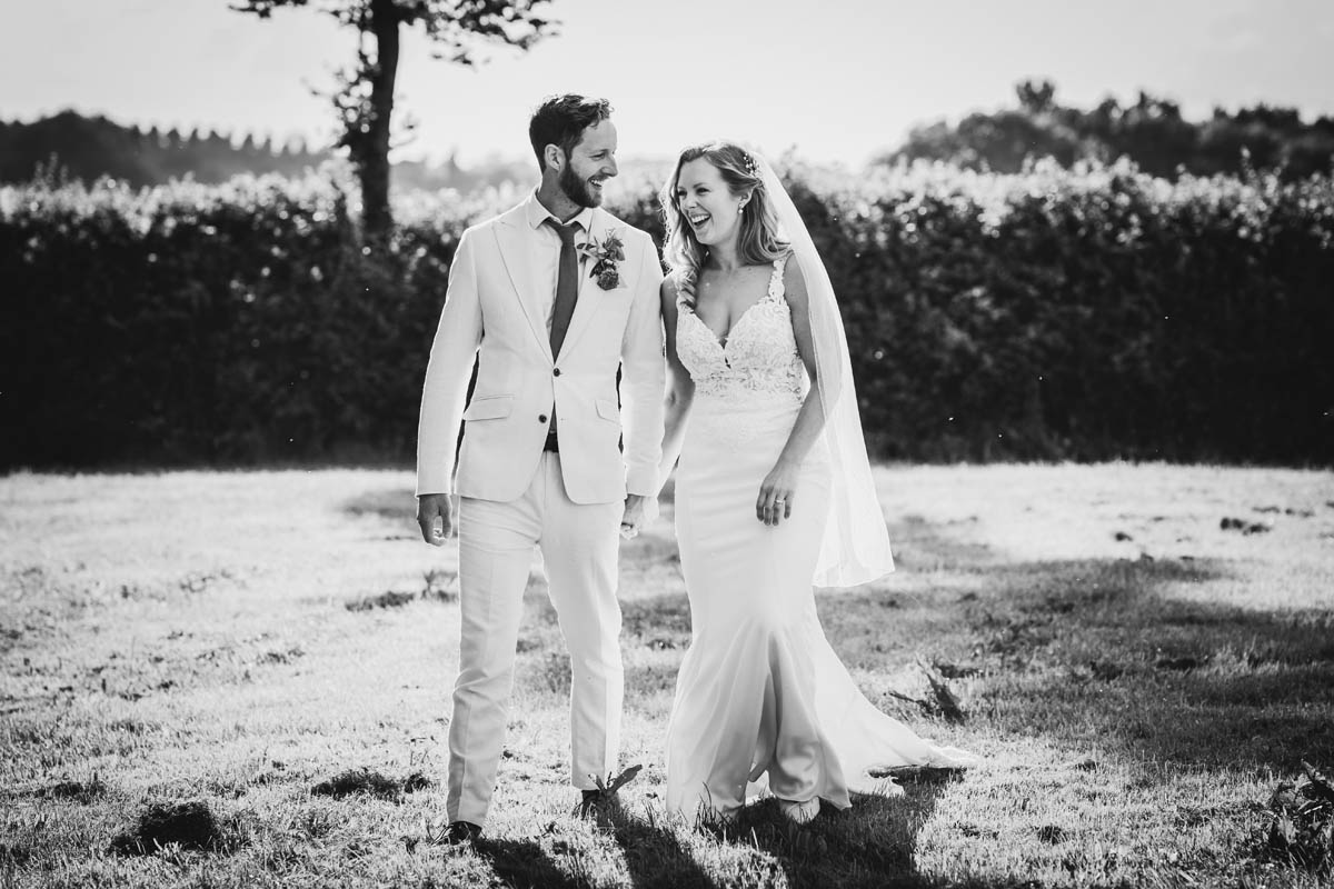 black and white portrait photograph of the newly married couples