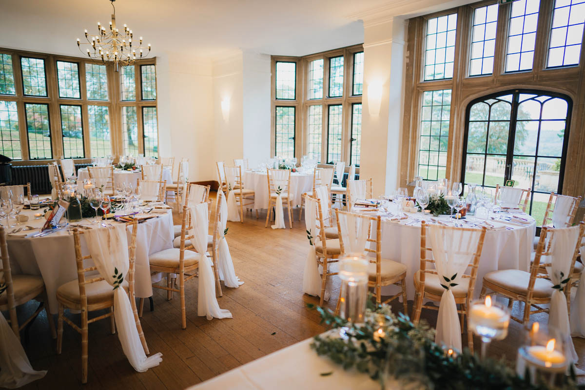 the wedding breakfast room at Coombe Lodge