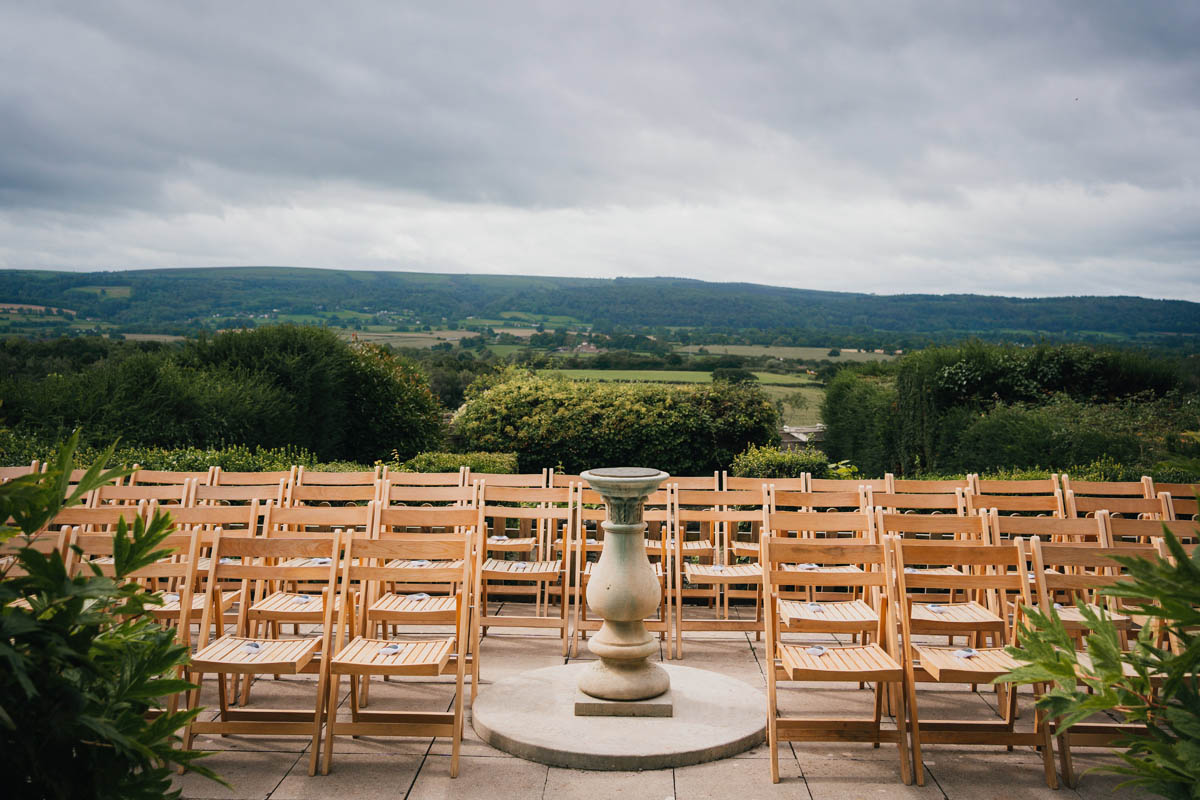 chairs set out for the ceremony at barley wood