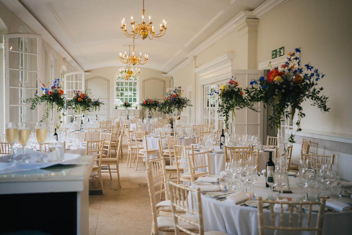 the orangery decorated for a wedding