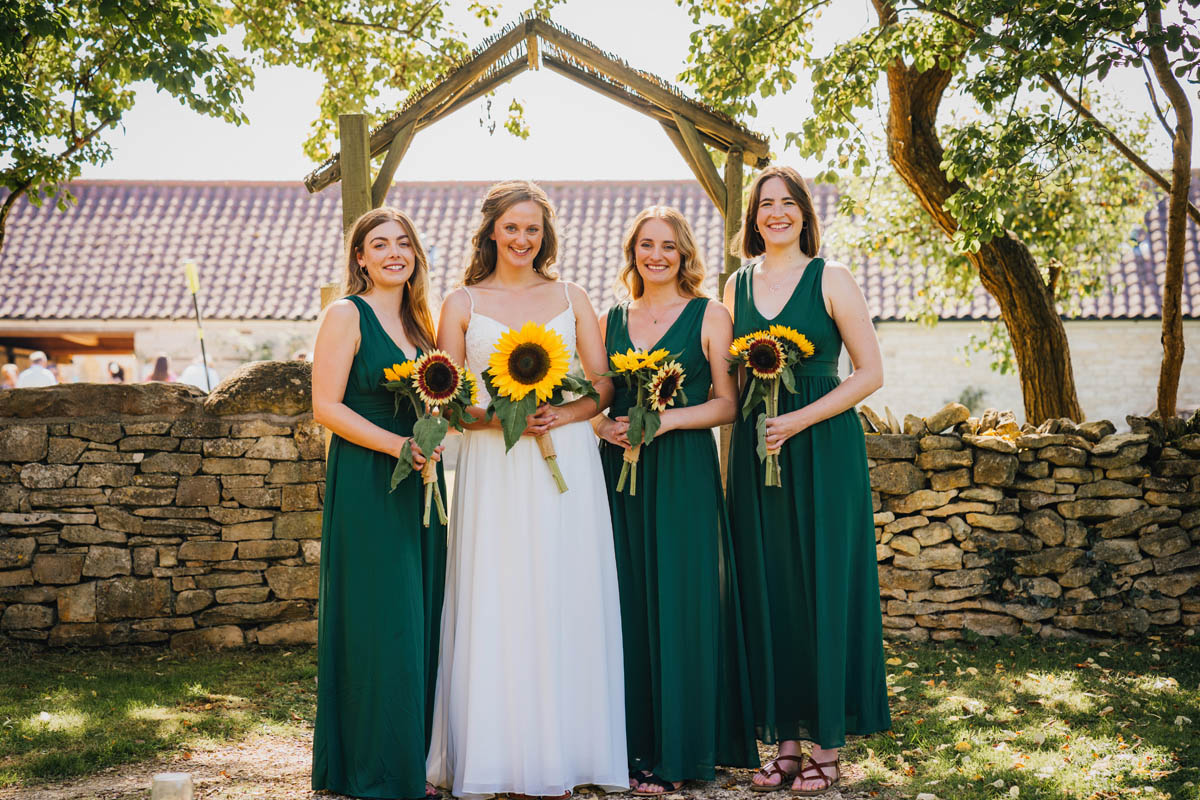 the bride with her bridesmaids