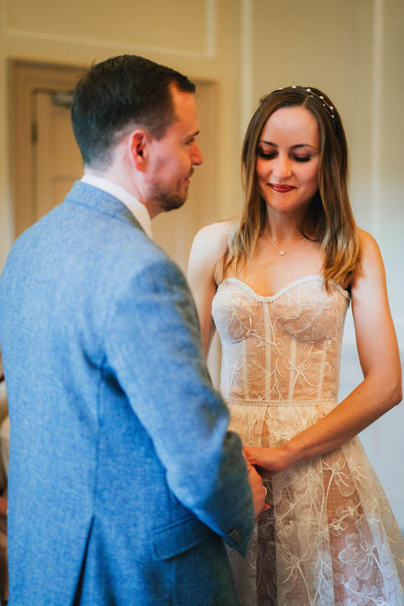 the bride and groom during their wedding ceremony