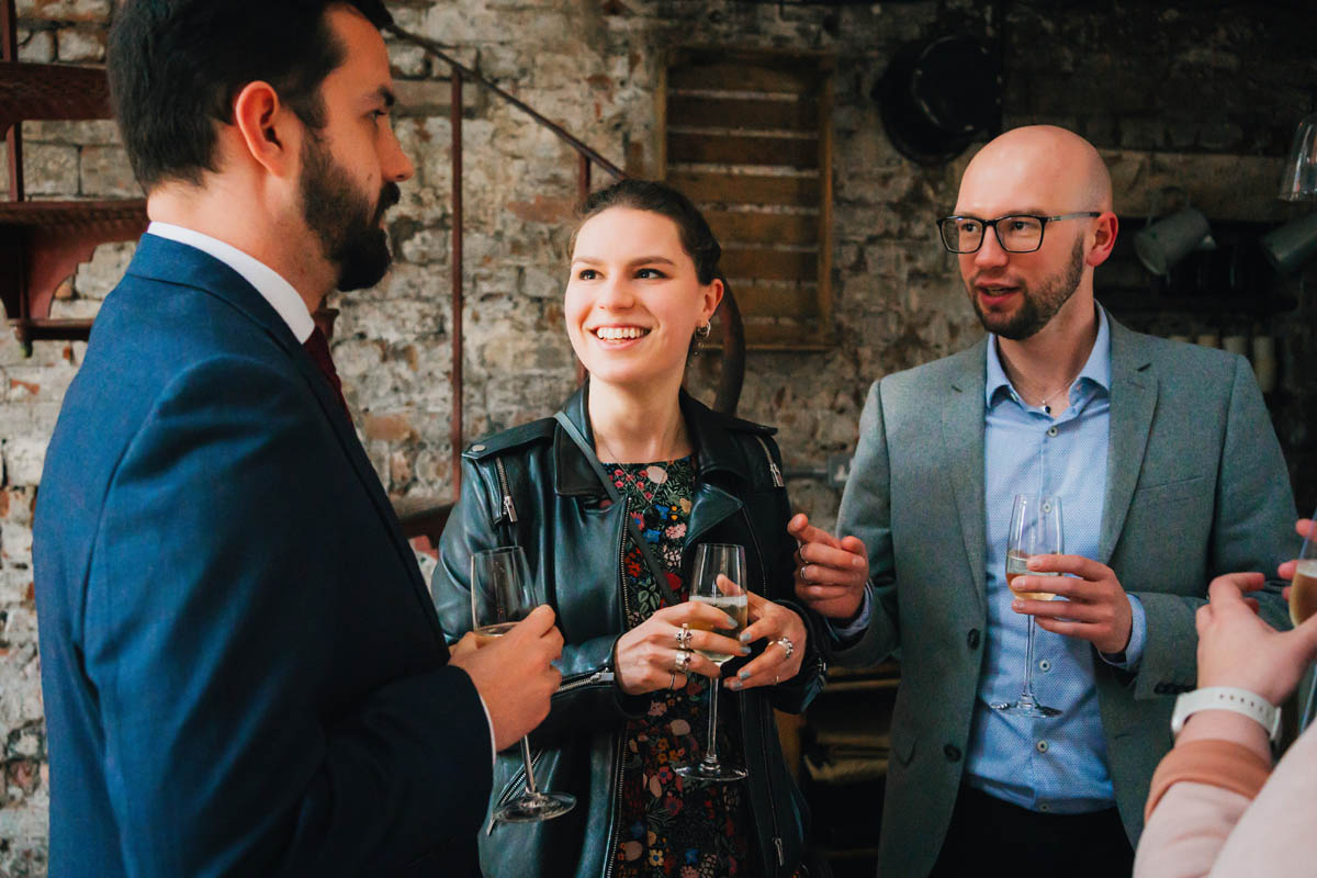 wedding guests during the drinks reception