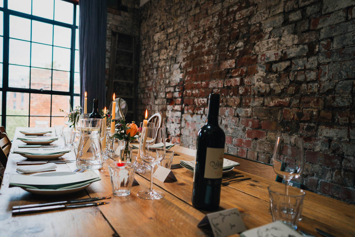 table decorations at a wedding at The Forge