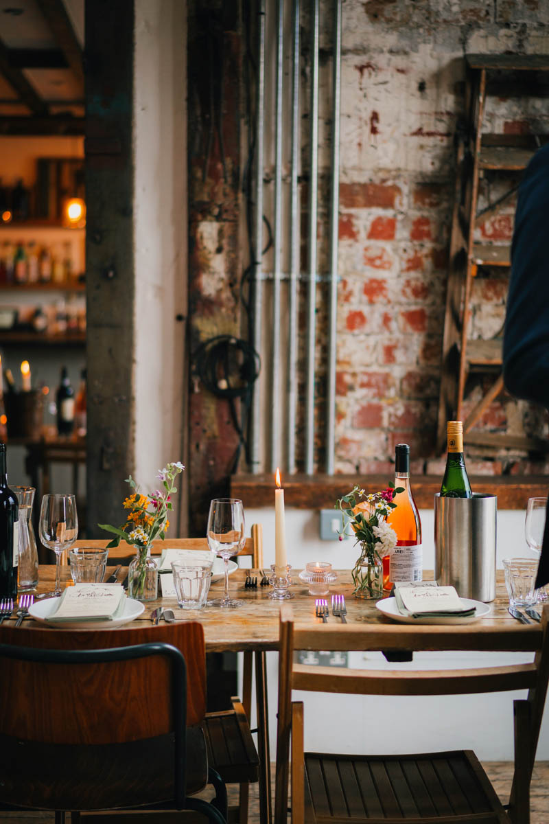 wedding breakfast table decoration at the forge Bristol