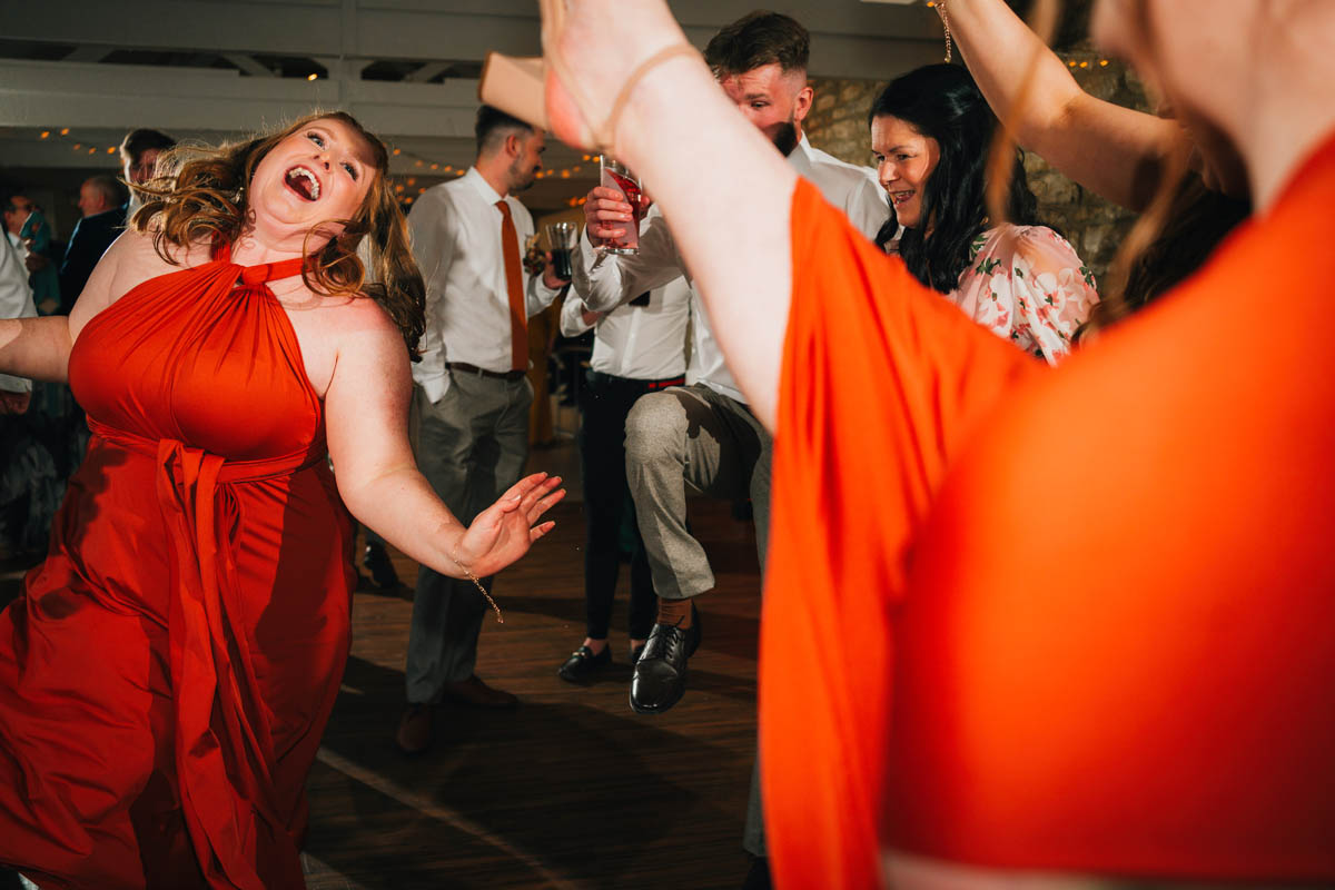 a bridesmaid dances