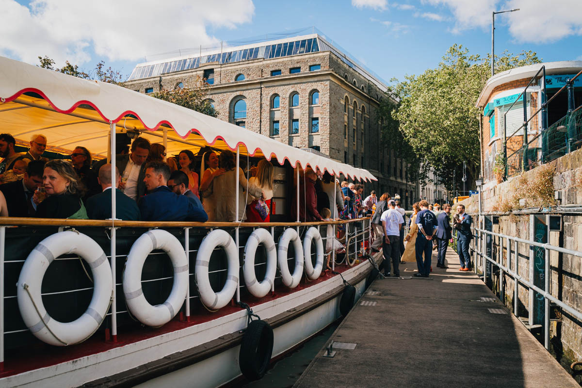 guest exit the boat on Bristol Harbour