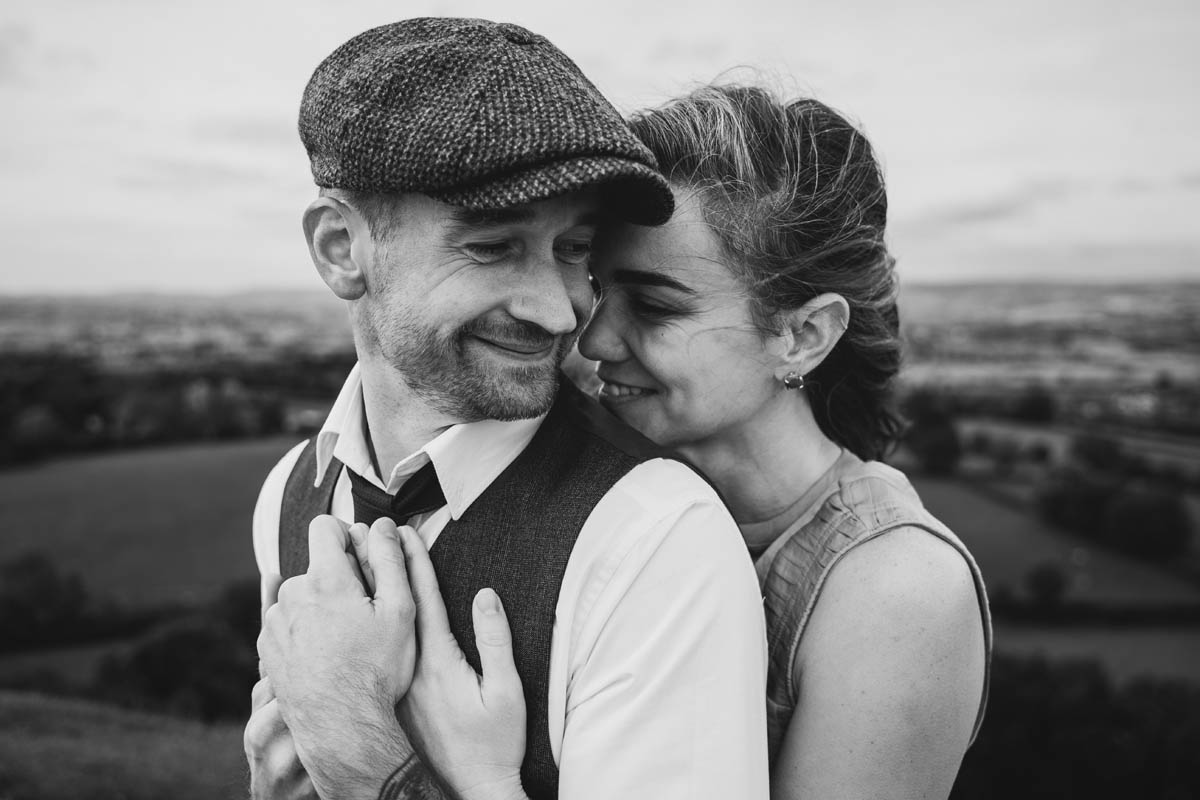 black and white photo of a woman holding her husband-to-be