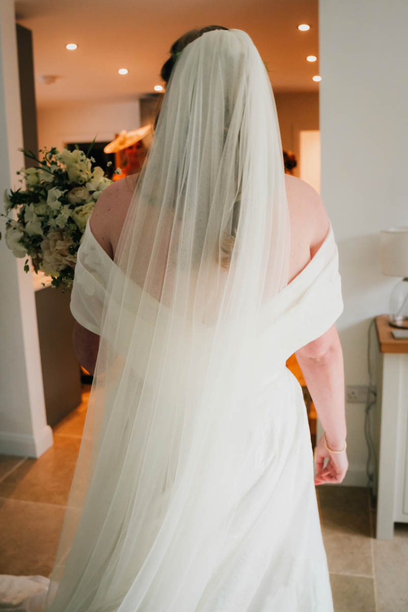 the back of the bride's gown