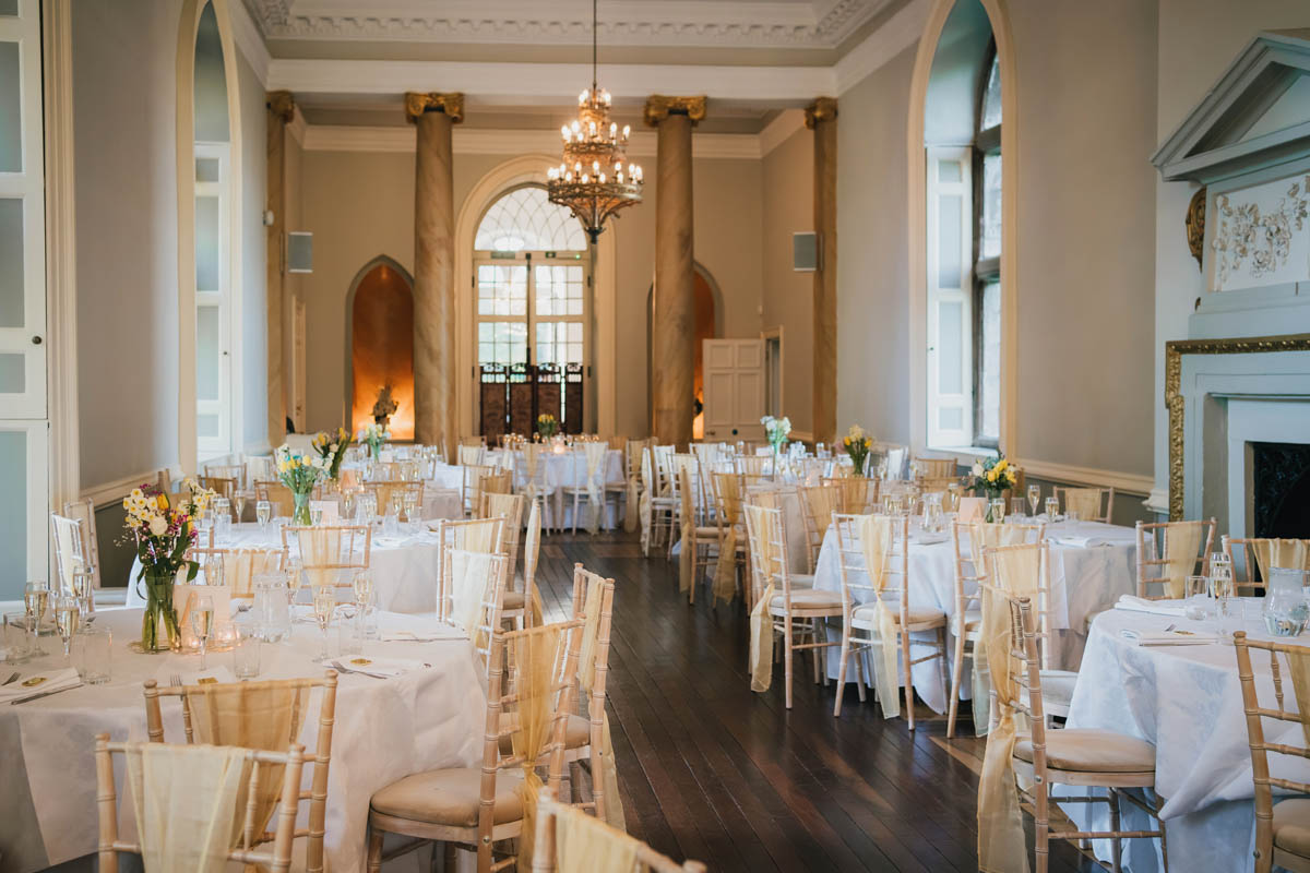 the ballroom at clearwell castle, ready for the guests to arrive