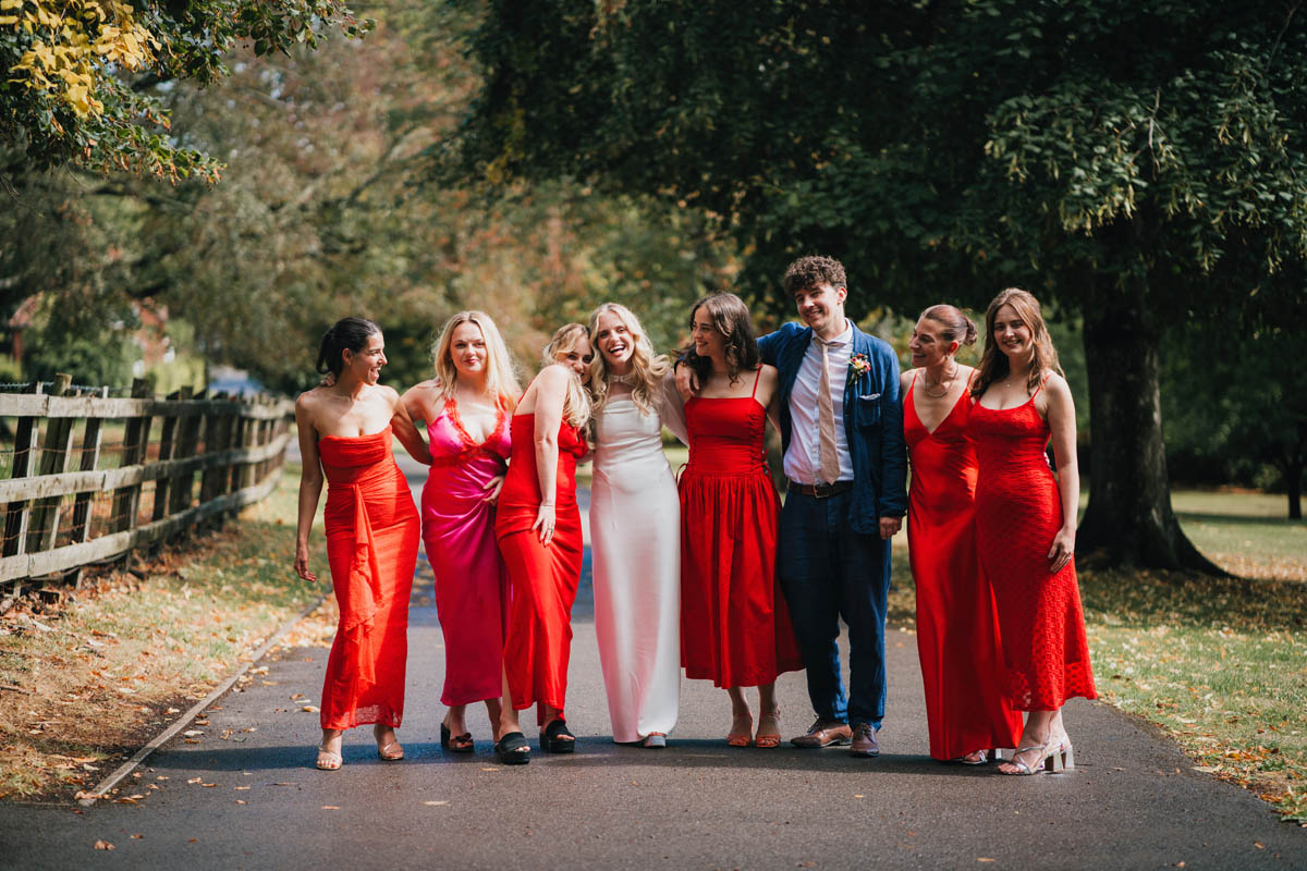 the bride and her bridal party at Barley Wood